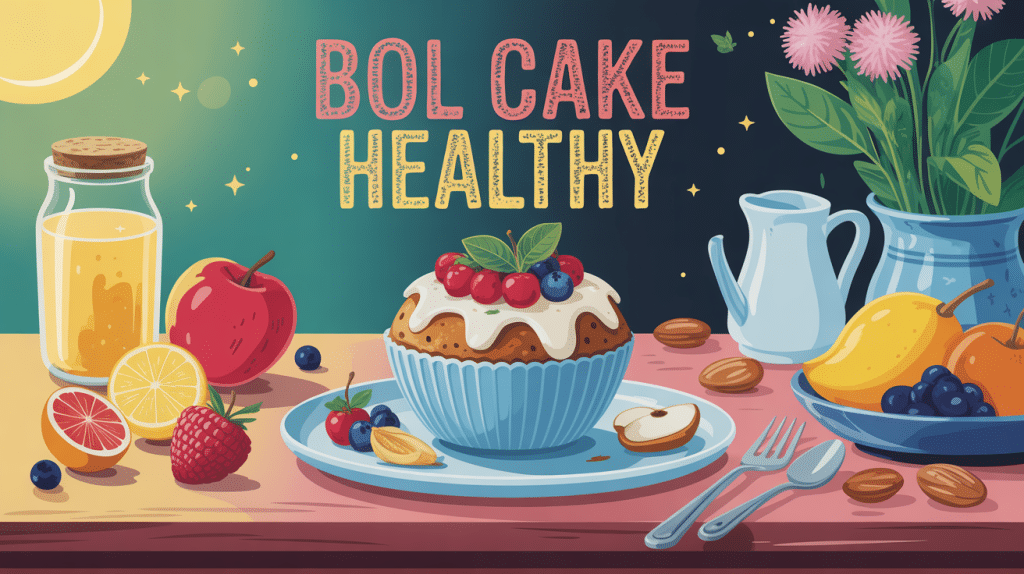 bol cake healthy avec fruits et avoine sur table du matin