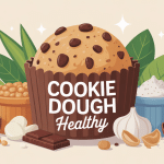cookie dough healthy entourée d'ingrédients naturels farine complète pois chiches oléagineux chocolat