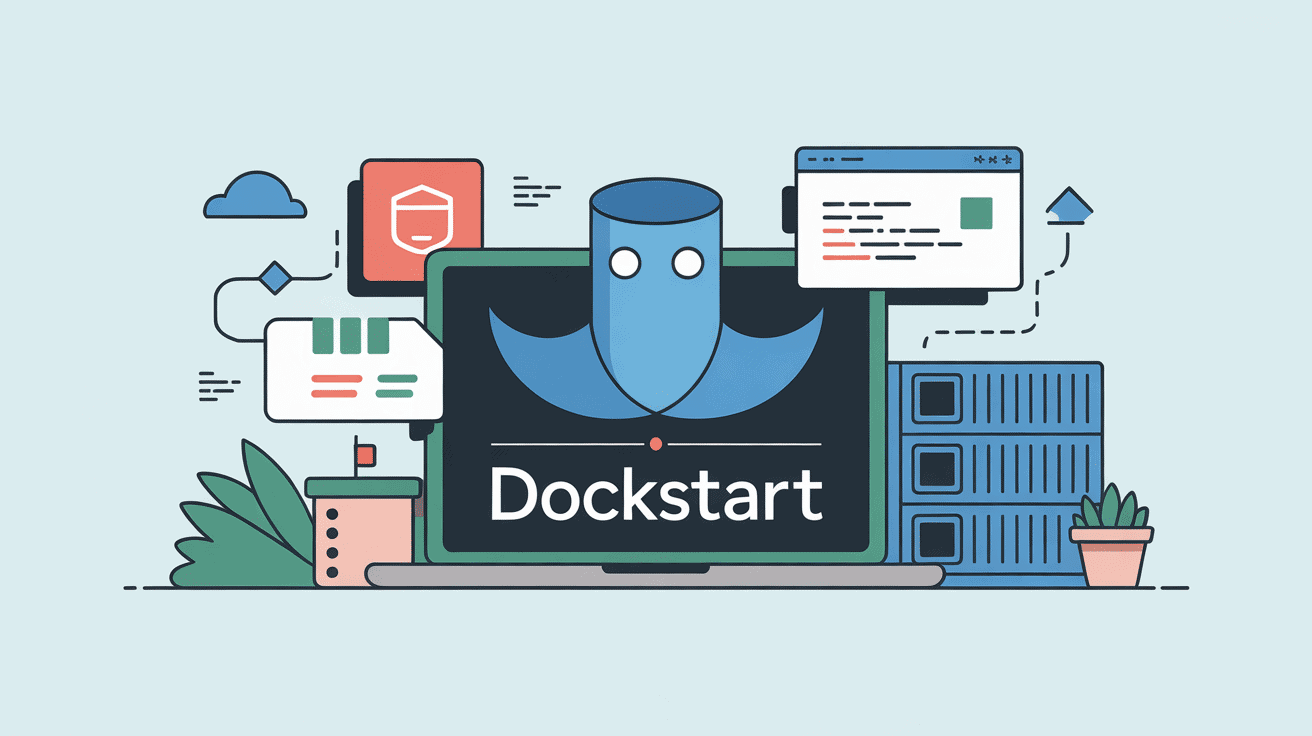 illustration dockstart workflow docker simplifié
