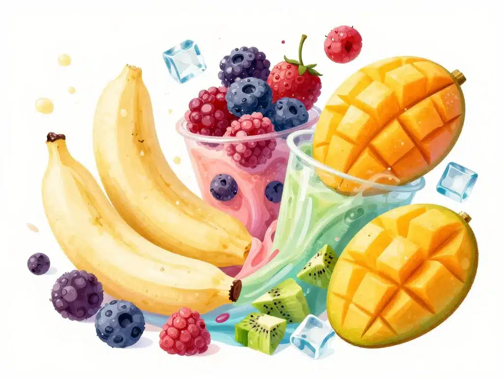 fruit congelé pour smoothie mélange coloré et dynamique