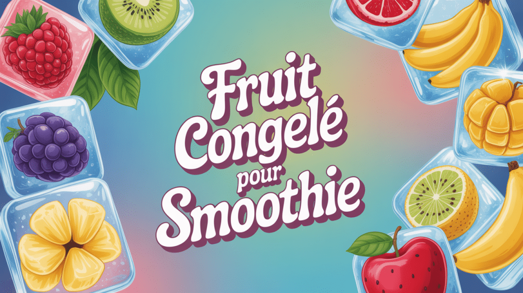 fruit congelé pour smoothie variés en cubes de glace sur fond coloré