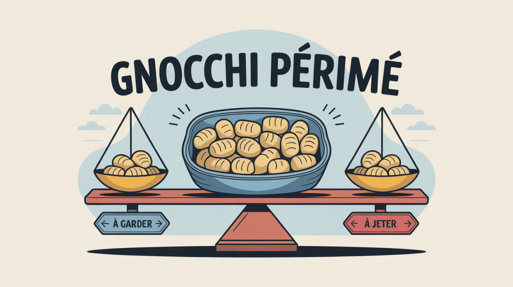 Illustration gnocchi périmé sécurité alimentaire choix à garder ou à jeter