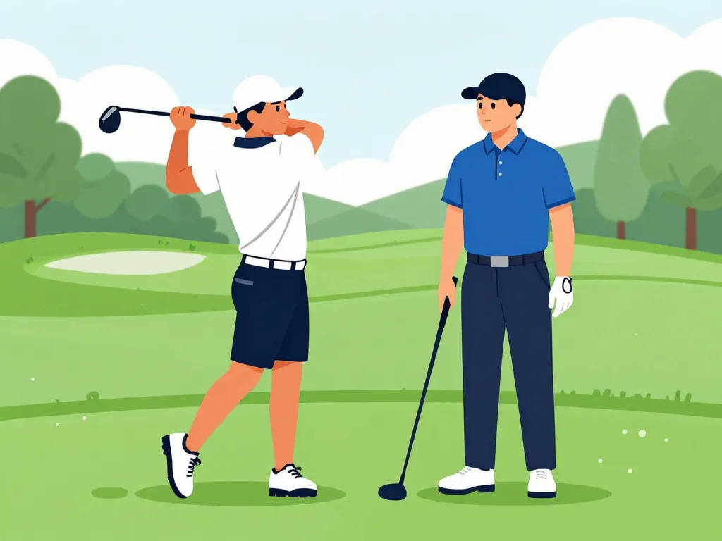scène greensome deux golfeurs tee départ