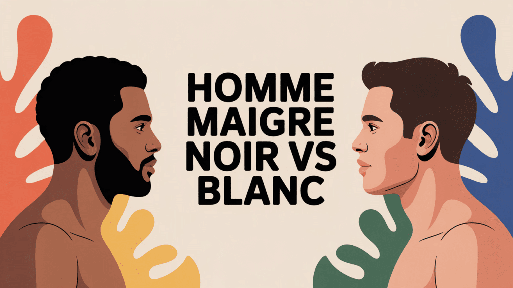 illustration homme maigre noir vs blanc comparatif moderne