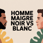 illustration homme maigre noir vs blanc comparatif moderne