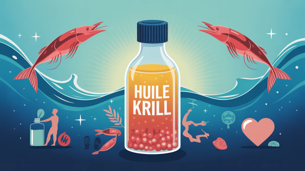 huile de krill et perte de poids, flacon stylisé, santé globale