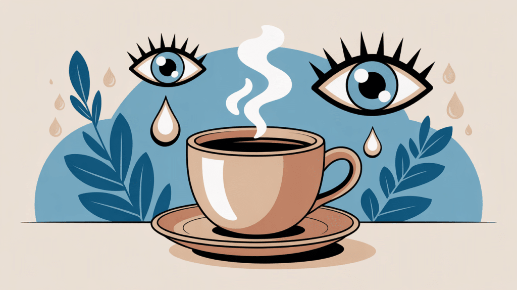 le café et le gougerot image chaude, tasse, sécheresse buccale et oculaire