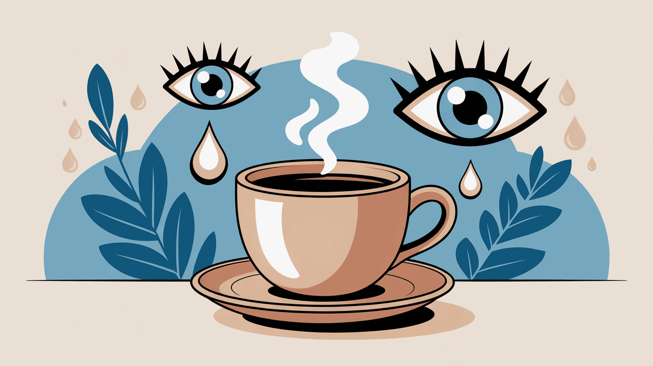 le café et le gougerot image chaude, tasse, sécheresse buccale et oculaire