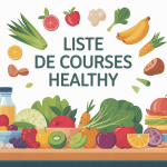 illustration liste de courses healthy aliments bruts