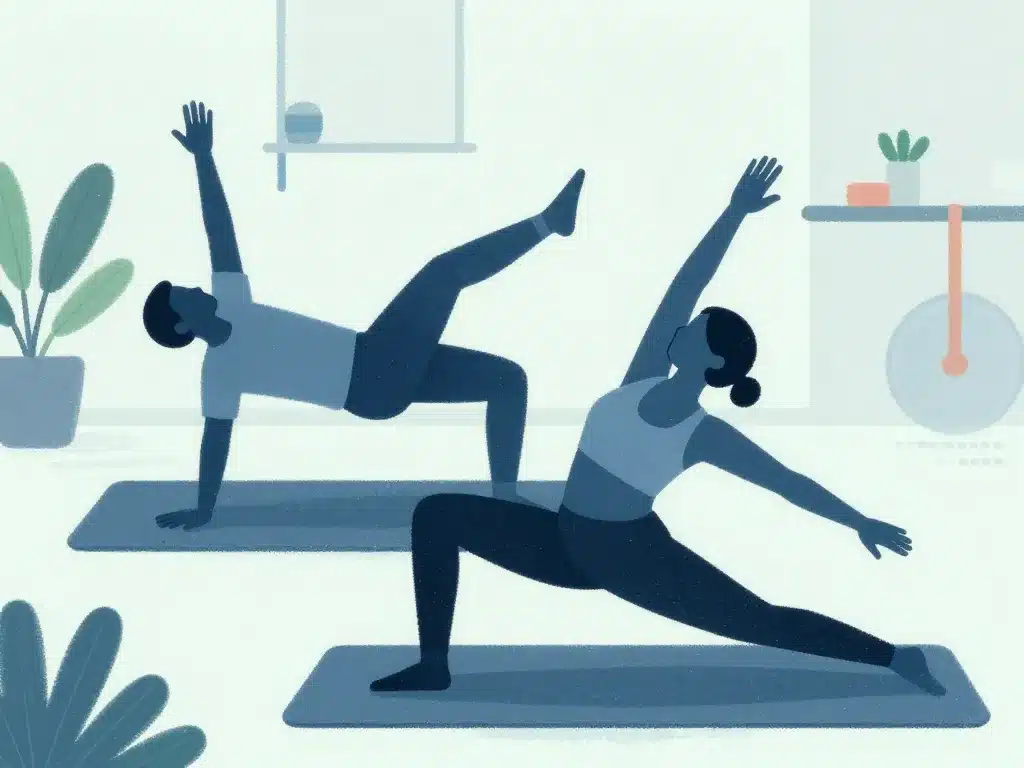 illustration exercices et étirements muscle de la hanche