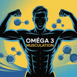 Illustration stylisée omega 3 pour musculation silhouette athlétique
