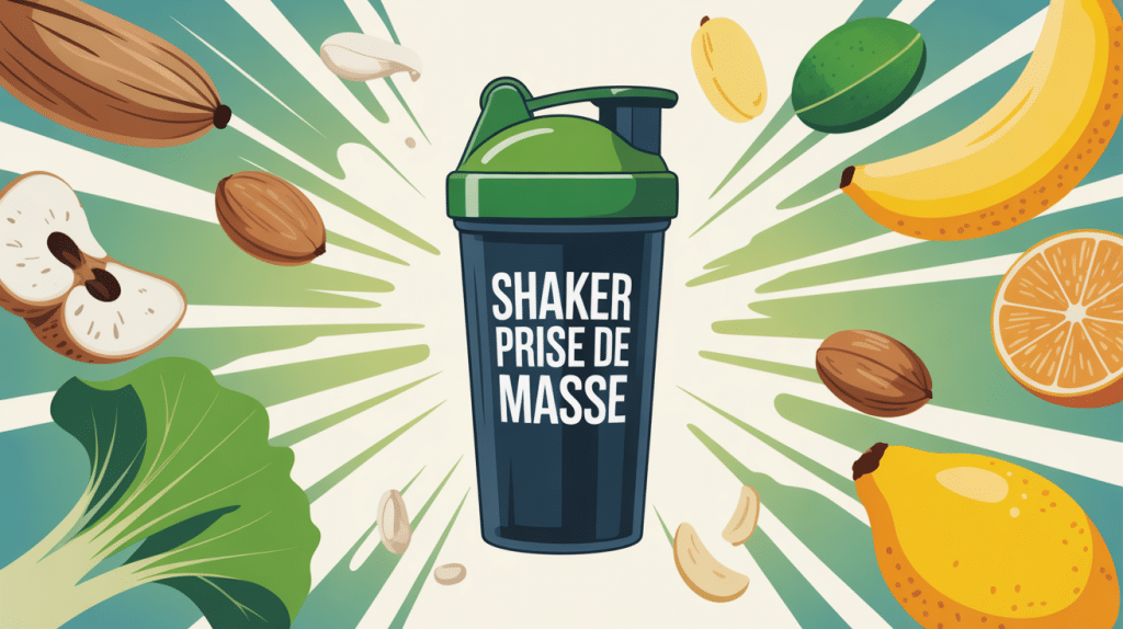 illustration shaker prise de masse avec ingrédients naturels