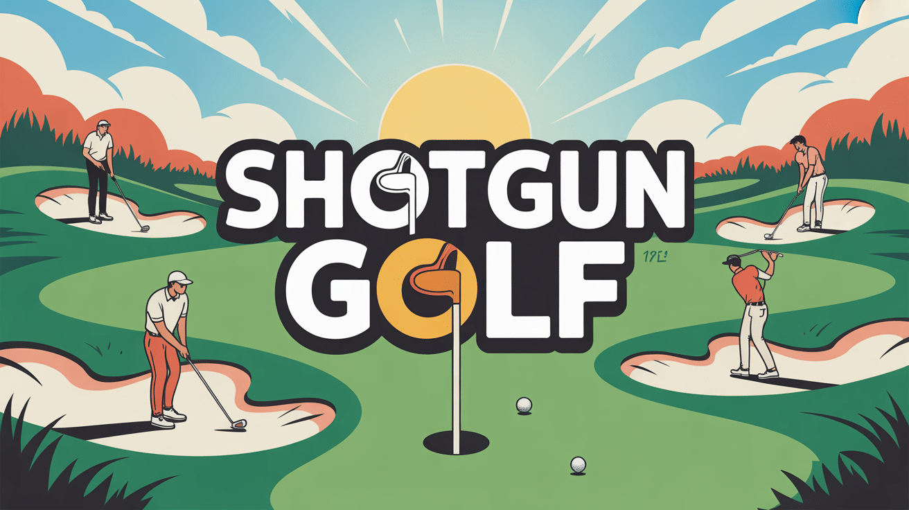 illustration shotgun in golf joueurs parcours collectif