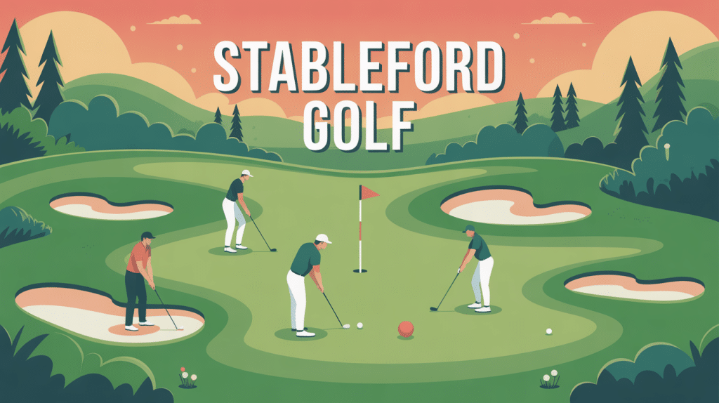 illustration stableford golf sur parcours stylisé