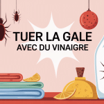 tuer la gale avec du vinaigre illustration vectorielle avec acariens et nettoyage