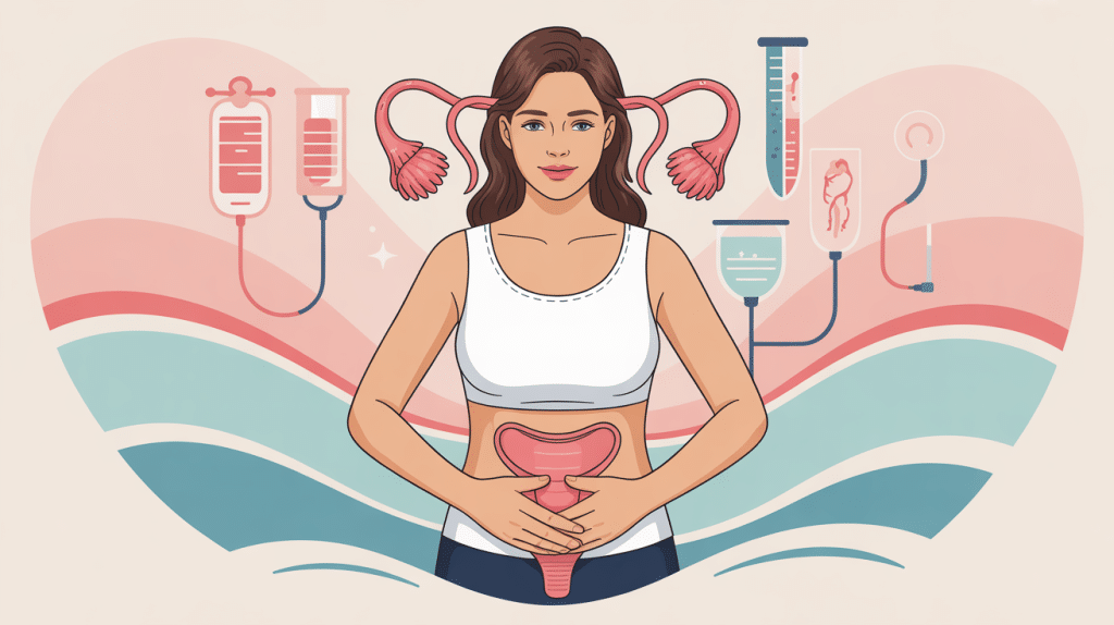 Illustration femme santé ventre gonflé après conisation