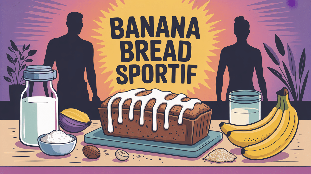 Banana bread sportif avec ingrédients naturels sur cuisine