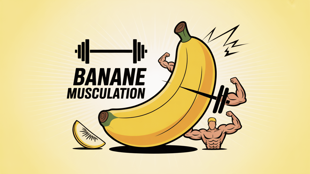 Illustration de banane pour musculation, style moderne, ambiance énergique