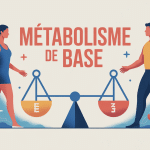 calcul metabolisme de base et perte de poids illustration vectorielle homme femme