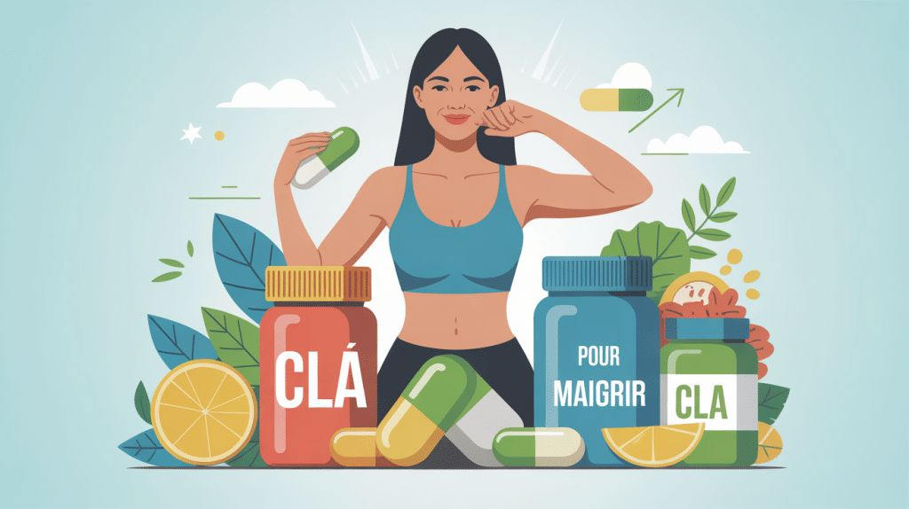 Image moderne de capsules CLA pour maigrir avis avec silhouette équilibrée