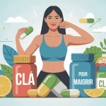 Image moderne de capsules CLA pour maigrir avis avec silhouette équilibrée
