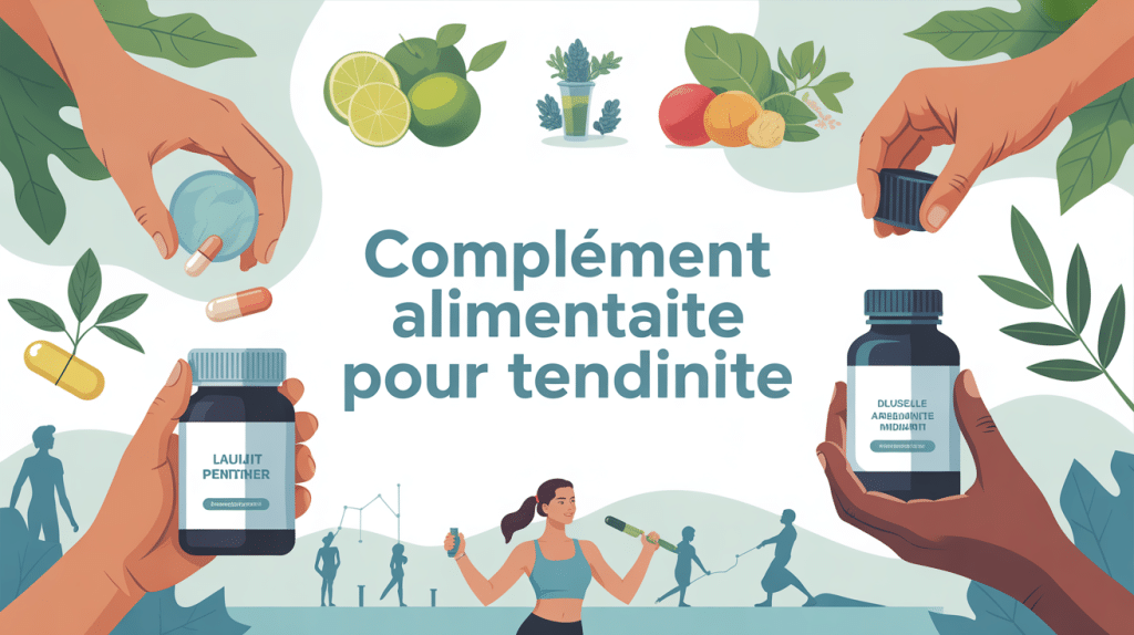 Illustration de complement alimentaire pour tendinite, personnes actives et nutriments