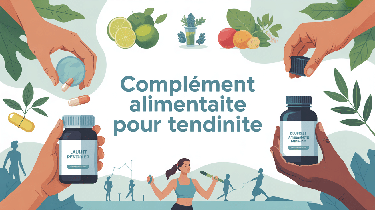 Illustration de complement alimentaire pour tendinite, personnes actives et nutriments
