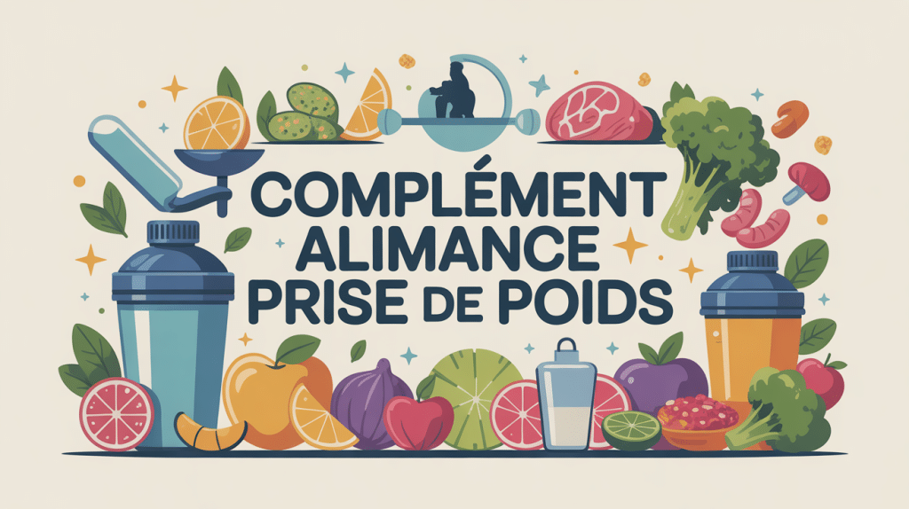 Illustration moderne complément alimentaire prise de poids, balance et shakers