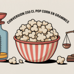 illustration conversion 250 cl pop corn en gramme avec bol et balance