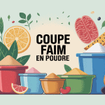 illustration coupe faim en poudre pots et symboles