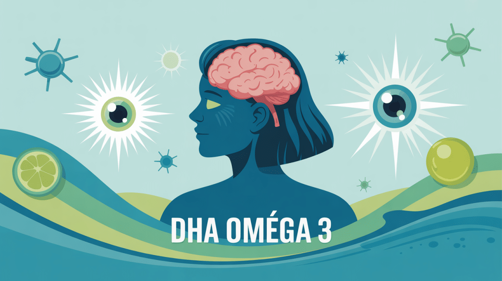illustration dha and omega 3 cerveau cœur vision