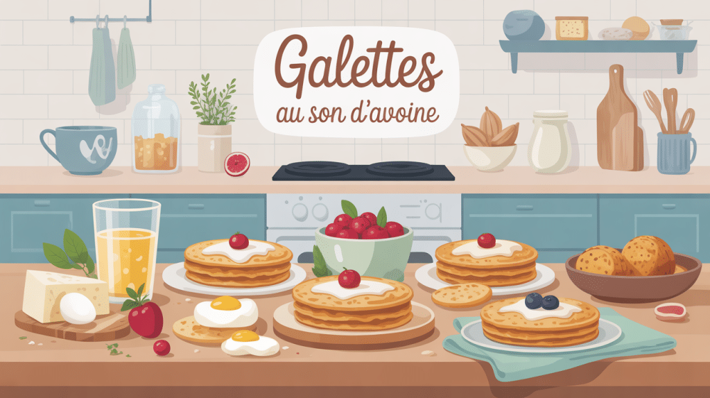 Galettes son d'avoine sur table en cuisine santé