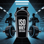 iso whey zero black shaker entouré d'éléments musculation