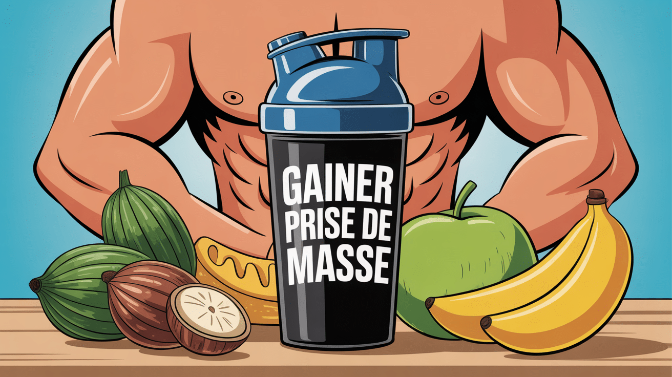 meilleur gainer prise de masse illustration sportive ambiance dynamique