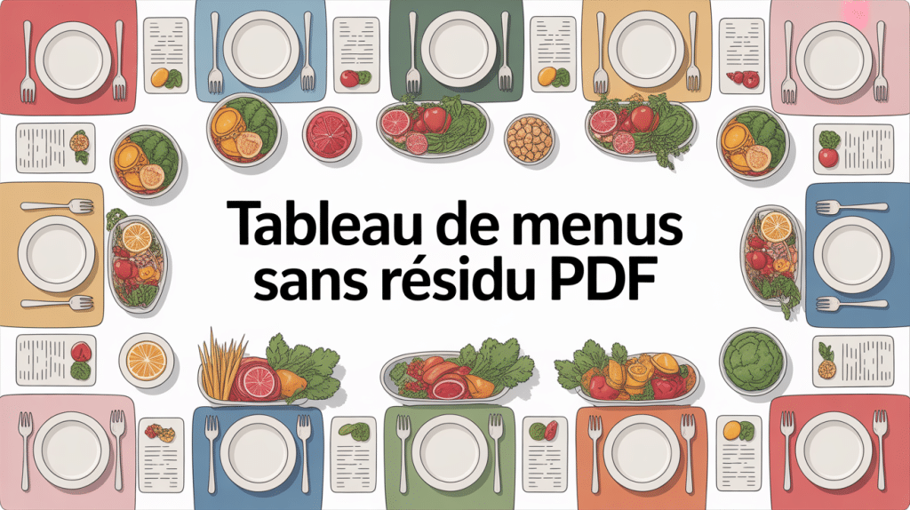 Menus regime sans residu tableau PDF sous forme de tableau illustré
