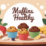 Muffin healthy moelleux entouré d'ingrédients naturels