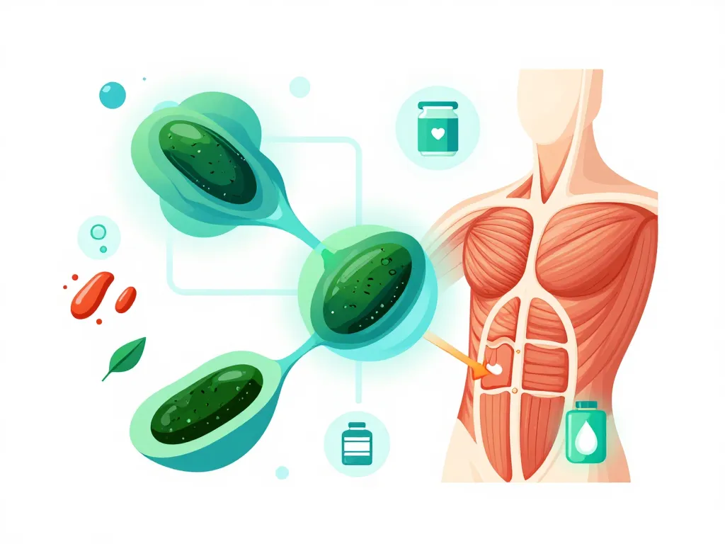Schéma rôle musculation spiruline récupération