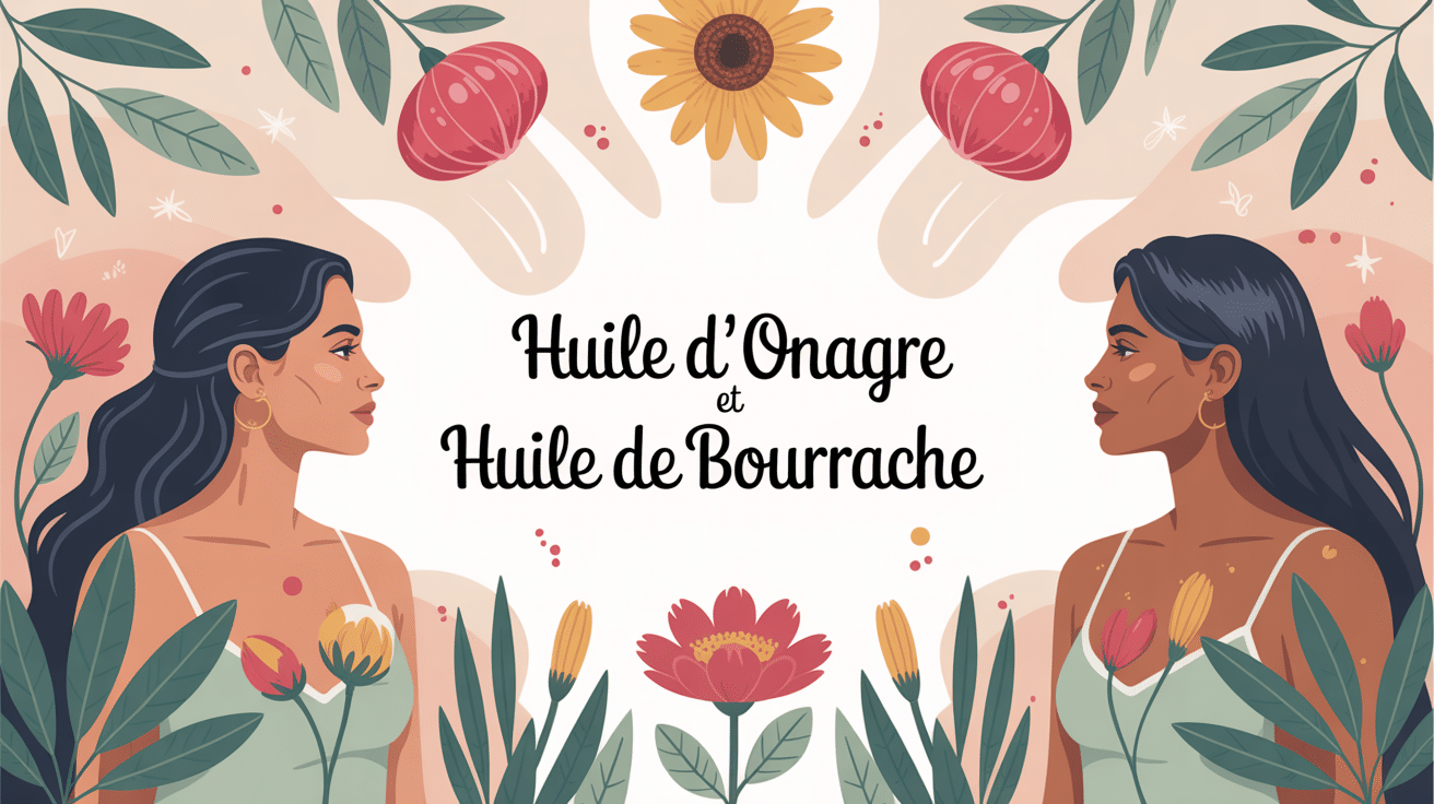 onagre et bourrache bienfaits illustration santé féminine peau
