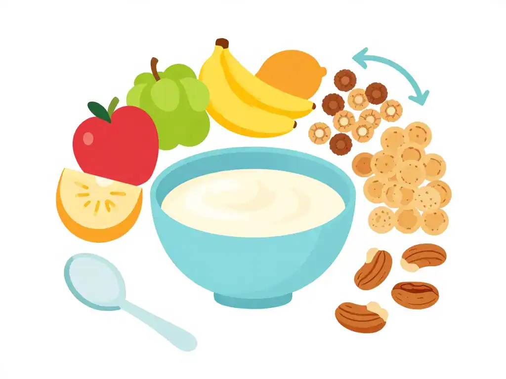 Petit déjeuner fromage blanc schéma portion fruits céréales