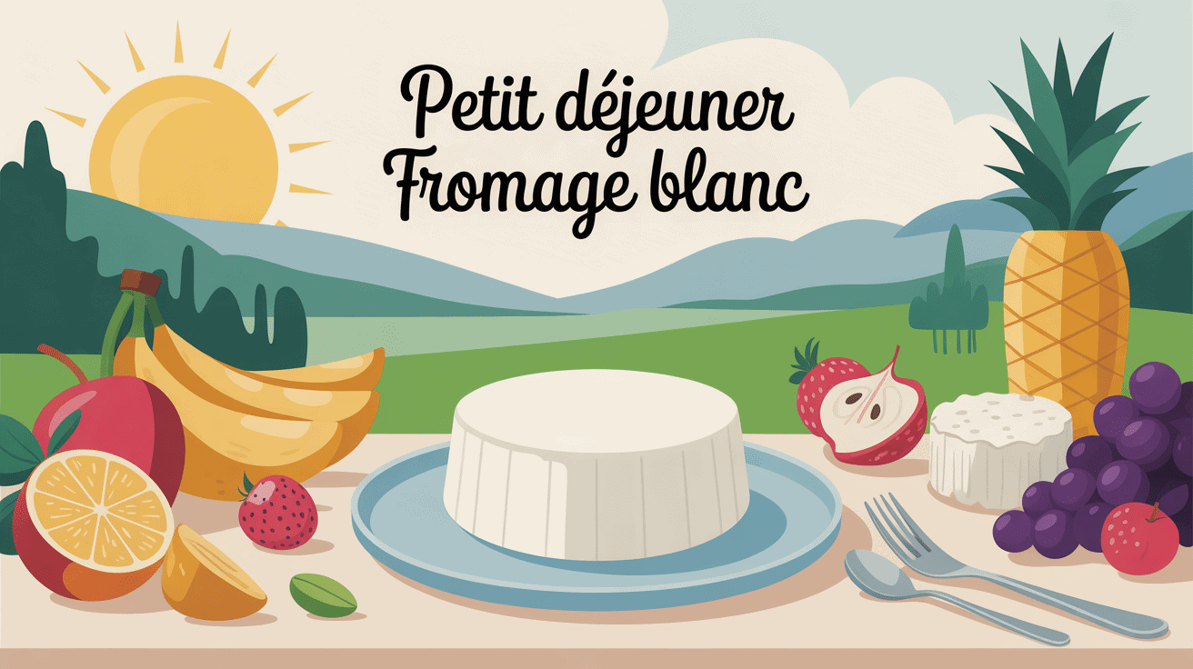 Petit déjeuner fromage blanc bol fruits céréales oléagineux