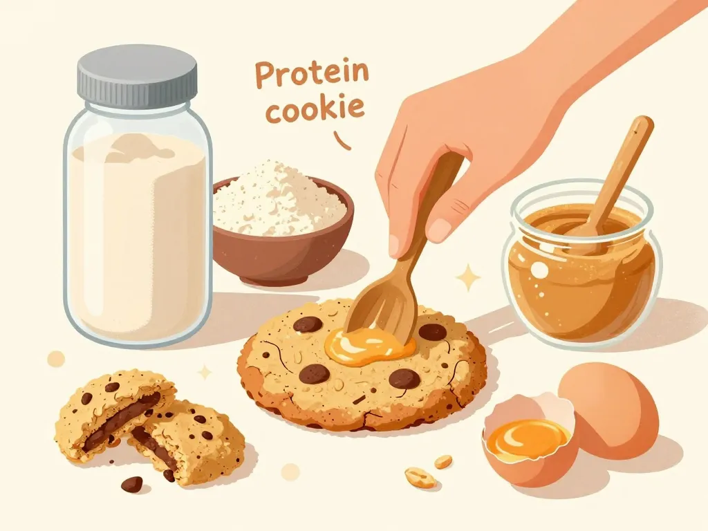 recette cookie proteine avec ingrédients de base assemblés