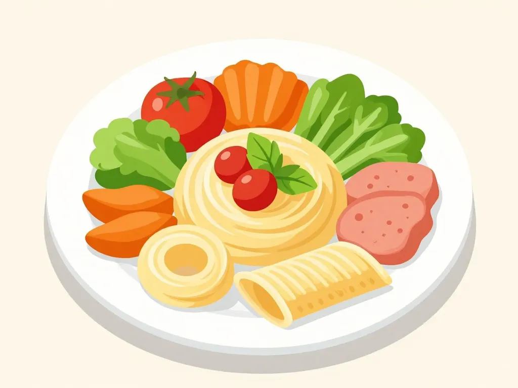 Schéma pate healthy ingrédients équilibrés quotidien