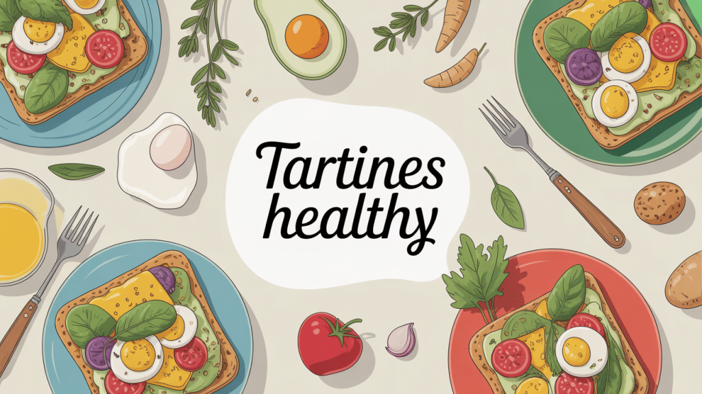 Illustration tartine healthy pain complet avec garniture équilibrée