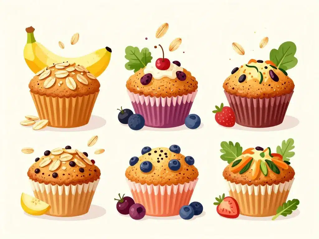 Sélection de muffins healthy pour petit-déjeuner et collation