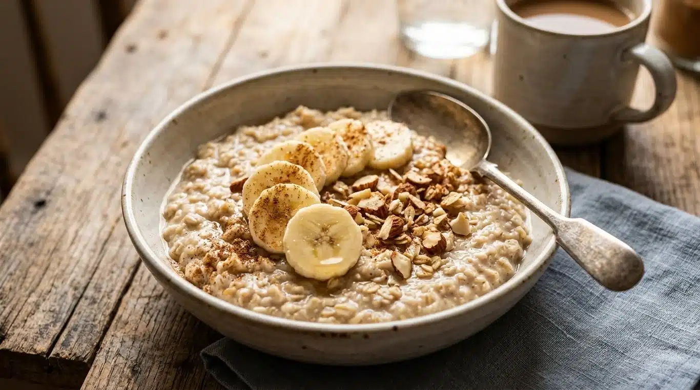 Bol de porridge onctueux à la banane et aux flocons d'avoine
