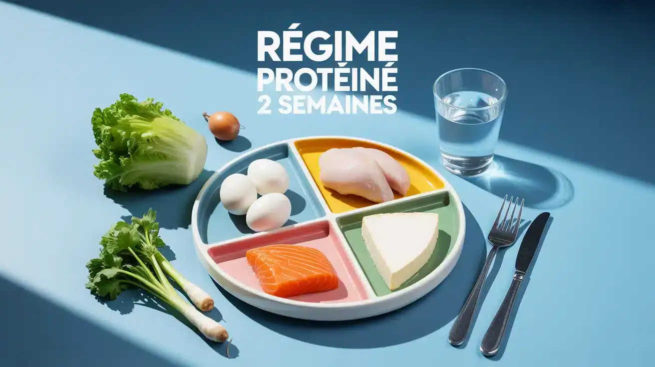 menu regime proteine 2 semaines assiette protéines légumes