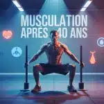 Musculation homme 40 ans squat haltères salle moderne