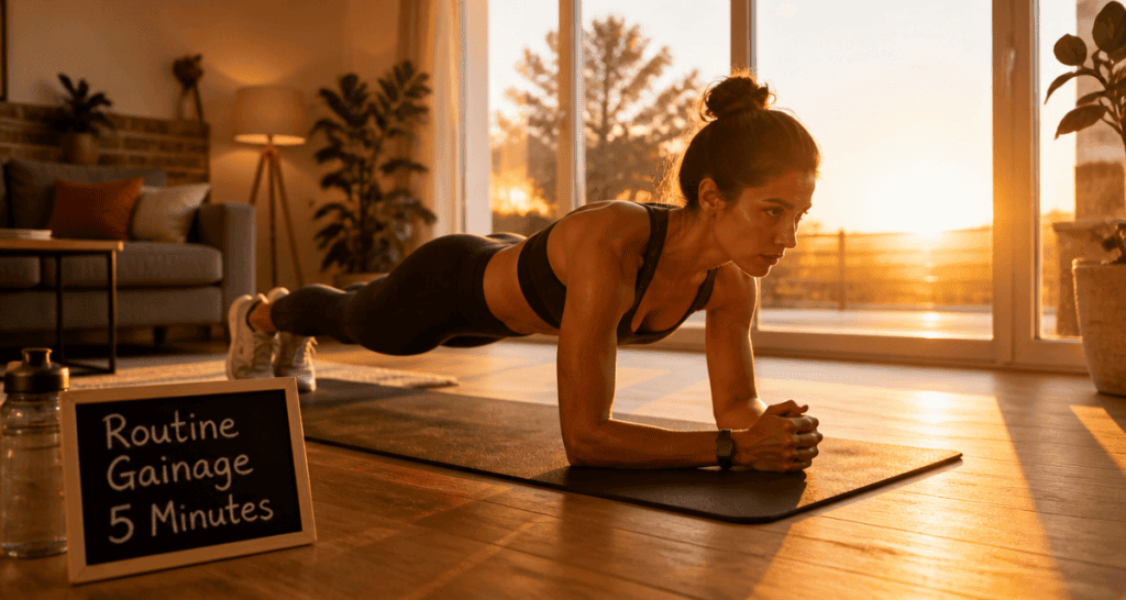5 min de gainage par jour resultat femme gainage salon