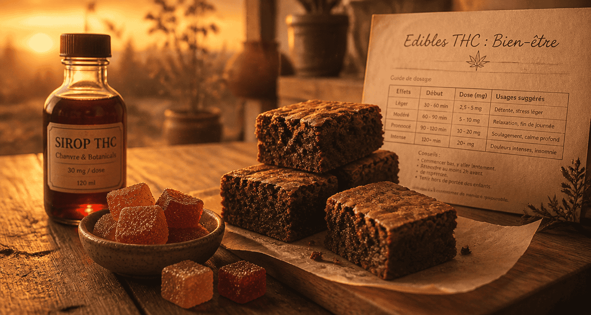 edibles thc gummies brownie sirop sur table