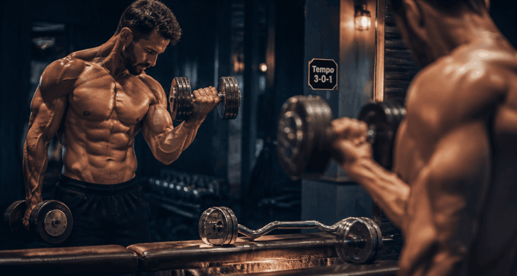 exercice biceps curl haltère contraction